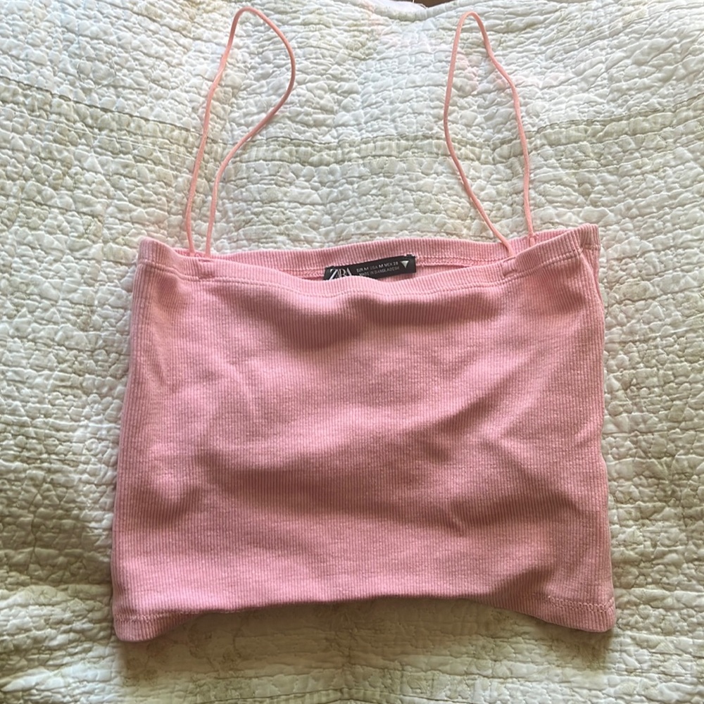 ❤️3/$18 Zara Women’s Pink Crop Top Tank Size M